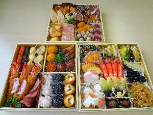 フードモデルおせち三段